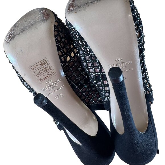 Valentino Garavani Crystal Strass Mesh Platform Slingback Heels Stilettos EU 38 - Picture 10 of 10
